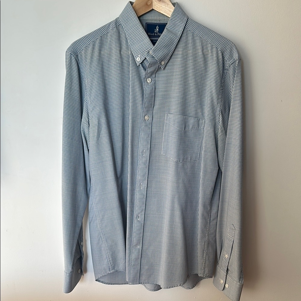 Wool & Prince Wool Blue Casual Button Down Shirt